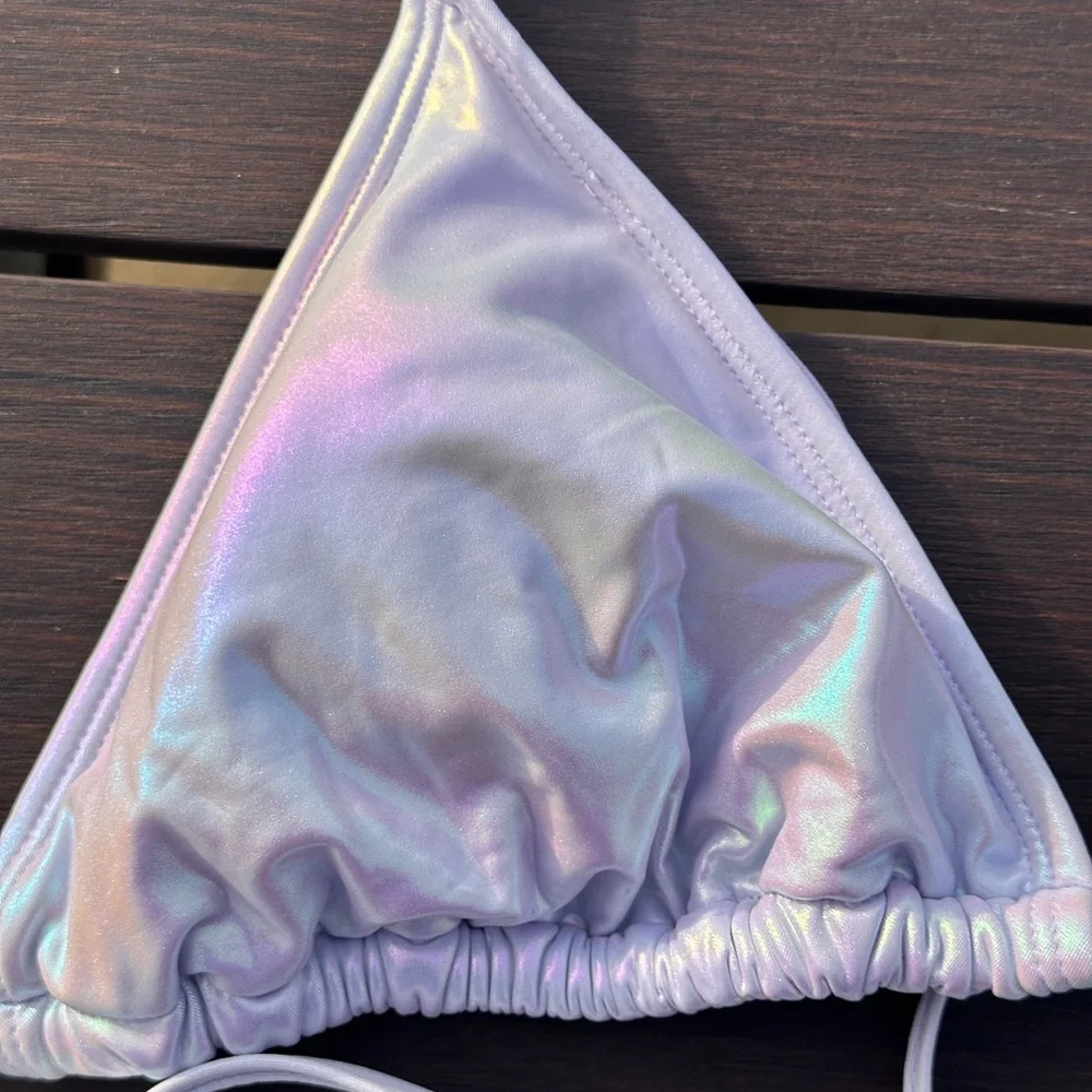Wild Fable Iridescent Tie Around Bikini Top - Picture 3 of 4